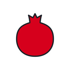 Pomegranate icon. Linear color icon, contour, shape, outline. Thin line. Modern minimalistic design. Vector illustrations of fruits