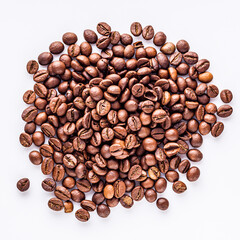 aromatic fresh coffee beans on a white acrylic background