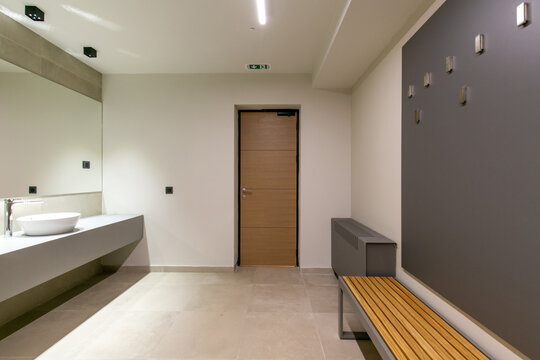 Bathroom Interior In Gym Fitness Center