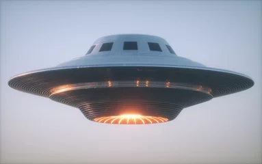 Fotobehang UFO UFO - niet-geïdentificeerd vliegend object met uitknippad.