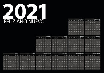 Calendario 2021 feliz a&ntilde;o