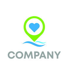 Heart Waves Pin Location Logo 