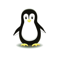 Isolated element on a white background. Cute cartoon penguin. Penguin Day. January 20th. Vector. In a calm position. Suitable for themed posters, children's illustrations and banners.