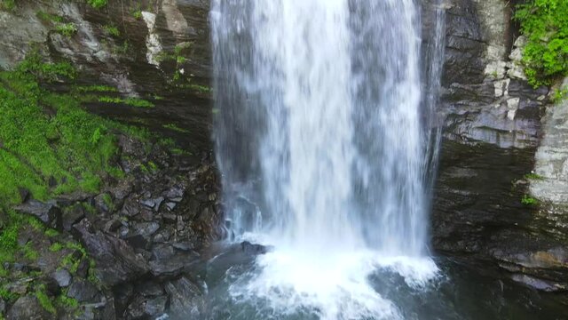 2020 - An excellent aerial shot of Looking Glass Falls in Pisgah National Forest, North Carolina.