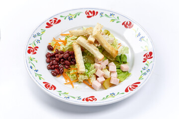 meat salad on the white background