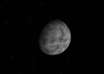 cold uninhabited unknown planet without atmosphere, dead planet, 3d render