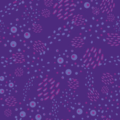 Purple spots seamless vector abstract pattern. Surface print design for fabrics, stationery, scrapbook paper, gift wrap, home decor, wallpaper, textiles, and packaging.