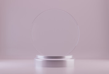 A souvenir Empty Transparent Snow Globe, gray background, 3d render