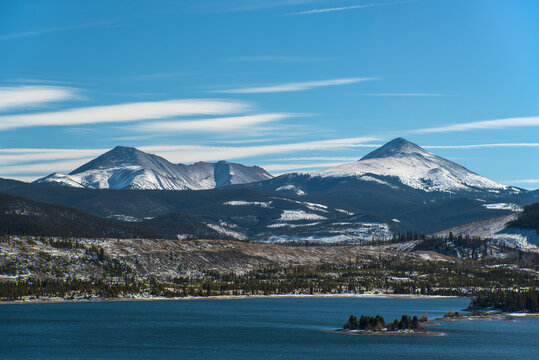 USA, Colorado, View on Tenmile Range across Dillon Reservoir