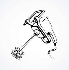 Hand mixer for concrete. Vector drawing