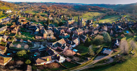 Collonges la Rouge (Corrèze, France) - Plus beau village de France - Vue aérienne