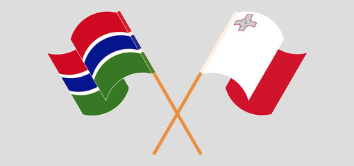 Crossed flags of the Gambia and Malta