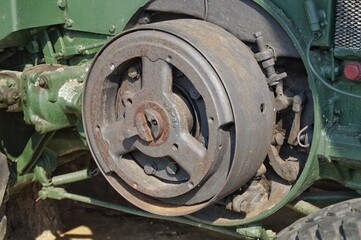part of an old farm tractor from the 1950s