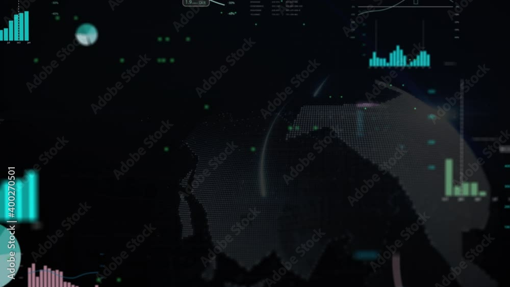Wall mural modern connection animation background with stock market graphs, price developments. symbol of the e
