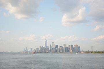 Fototapeta na wymiar New York, NY, USA - May 30, 2019: View from Staten Island Ferry