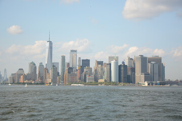 Fototapeta premium New York, NY, USA - May 30, 2019: View from Staten Island Ferry
