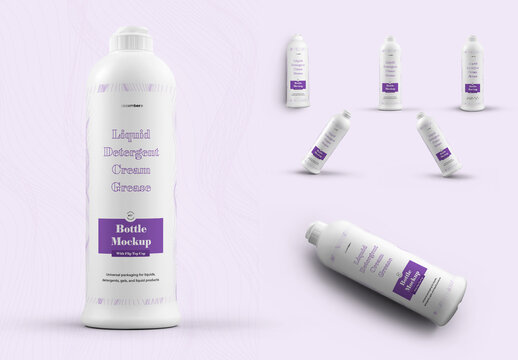 7 Plastic Bottle with Push-Pull Cap Mockups