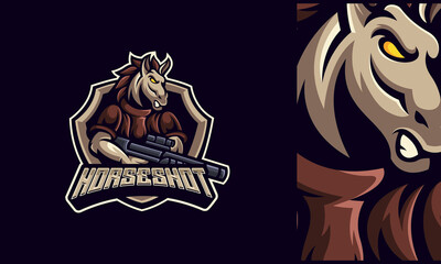 Horse Soldier Mascot and Sport Logo Template