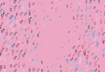Light blue, red vector texture with male, female icons.