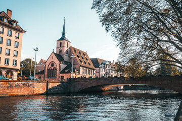 Church in the river side in Germany