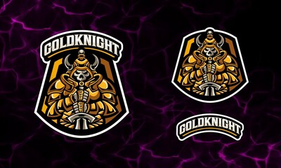 Obraz premium Golden Knight Awesome Mascot and Sport Logo Design Template