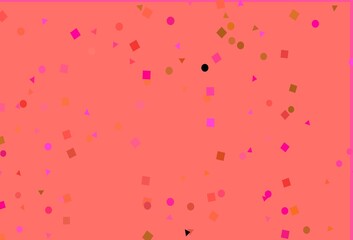 Light Pink, Yellow vector background with triangles, circles, cubes.