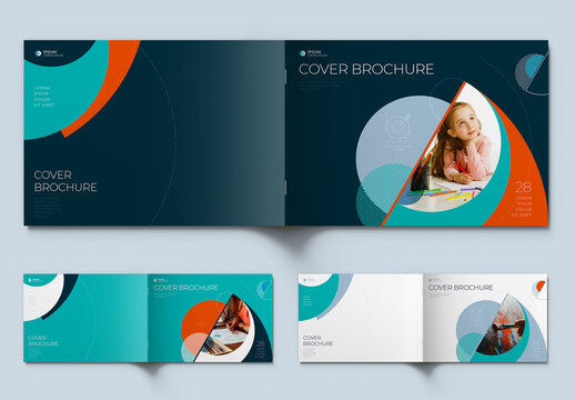 Landscape Cover Layout with Teal and Orange Dynamic Elements