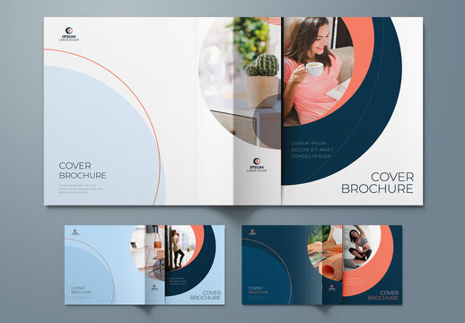 Square Report Cover Layout Set  with Coral Dynamic Elements