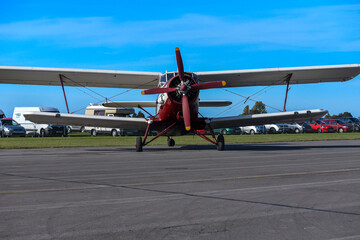 Antonov AN2, classic biplane in the airport. Eastern bloc transport. © Robert Parker