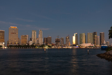Fototapeta na wymiar Miami skyline at sunrise, Florida, USA
