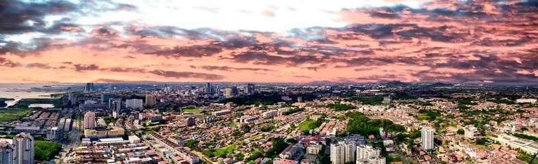 Foto op Canvas Malacca, Malaysia. Aerial sunset panoramic view of the city © jovannig