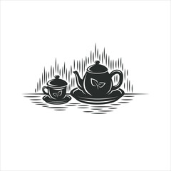 poci. or asian tea place. vector art.