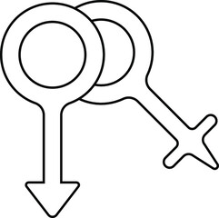 Hand drawn gender male and female symbol. Vector hand drawn sign illustration.
