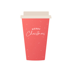 Merry Christmas Red Cup, Red Coffee Cup, Merry Christmas Background, Holiday Festive Cup, Paper Cup, Hot Cup, Christmas Background, Vector Illustration Background