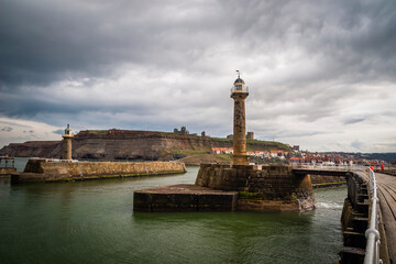 Pier and lighthouse of Whitby, Yorkshire, United Kingdom