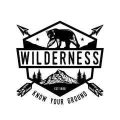 Bear hunting and outdoor Emblem Badge