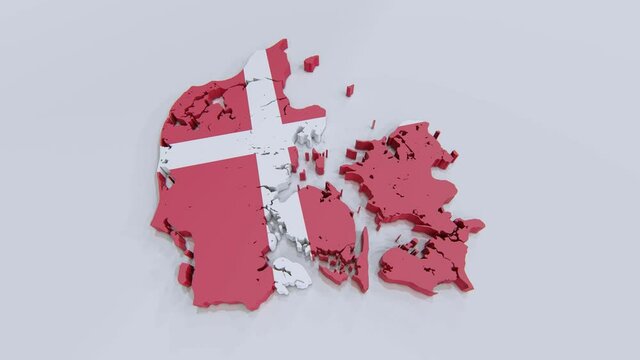Denmark map with Danish flag 