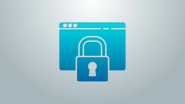 Blue line Secure your site with HTTPS, SSL icon isolated on grey background. Internet communication protocol. 4K Video motion graphic animation