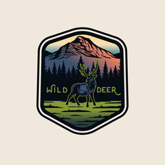 Vintage Deer Hunting and Adventure Emblem Badge