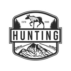 Vintage Moose Hunting and Adventure Emblem Badge