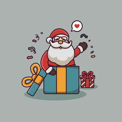 cute santa claus character cartoon out christmas gift box	