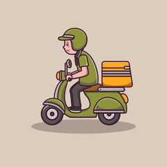 delivery man character vector ride a scooter