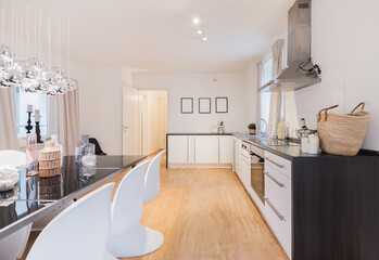 HDR shot of a home staging modern kitchen