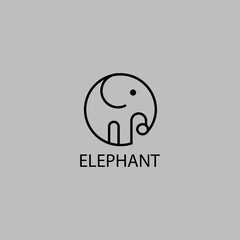 simple elephant logo line illustration vector design template