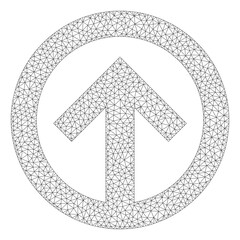 Mesh polygonal direction up icon. Vector structure is created from direction up glyph. Carcass mesh polygonal direction up. Wire carcass 2D mesh in eps10 vector format.