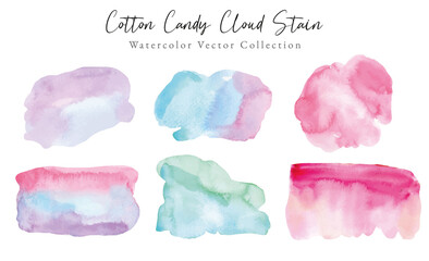 Cotton Candy Cloud Stain Watercolor Vector Collection