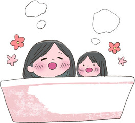 お風呂に入って温まる親子