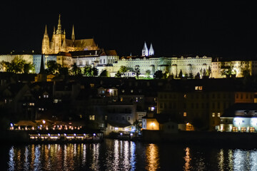 Obraz premium NIGHT LIFE STYLE SCENE FROM PRAGUE, CZECH REPUBLIC, SEPTEMBER, 2019