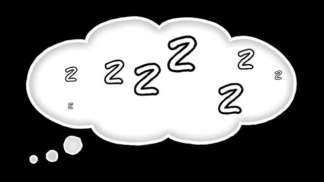 Sleep zzz and Bubble Illustration Animation on Black Background and Green Screen