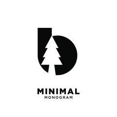 Letter e pine tree initial logo design